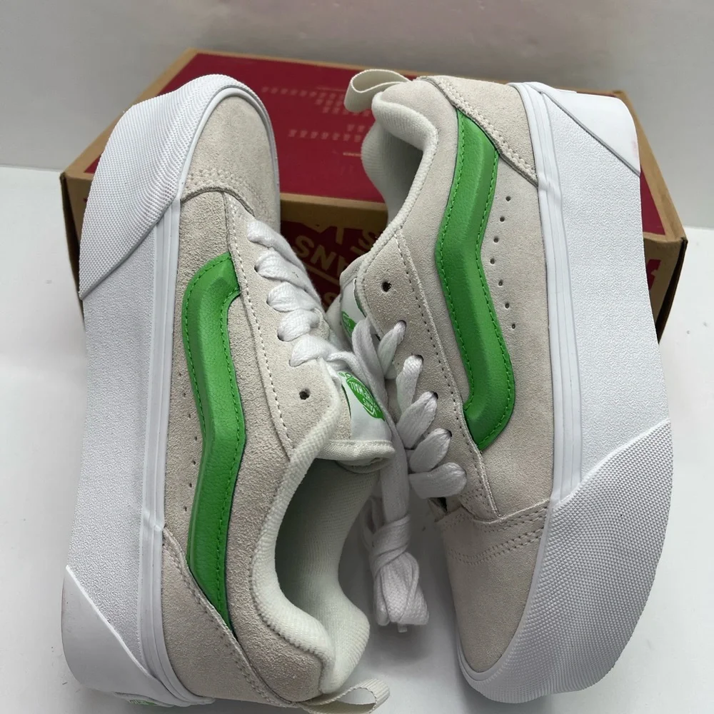 Vans Women's Cream and Lime Platform Sneakers